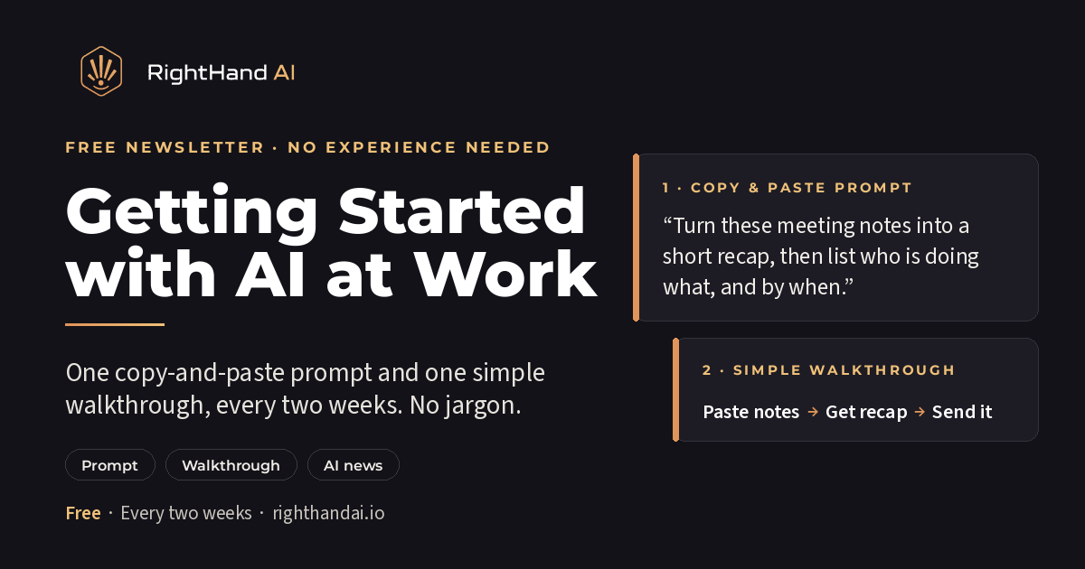 Getting Started with AI at Work — a free biweekly newsletter by RightHand AI