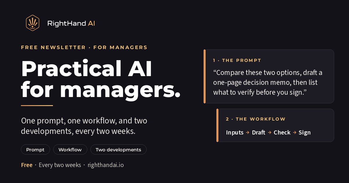 AI at Work — Managers: a free biweekly newsletter by RightHand AI